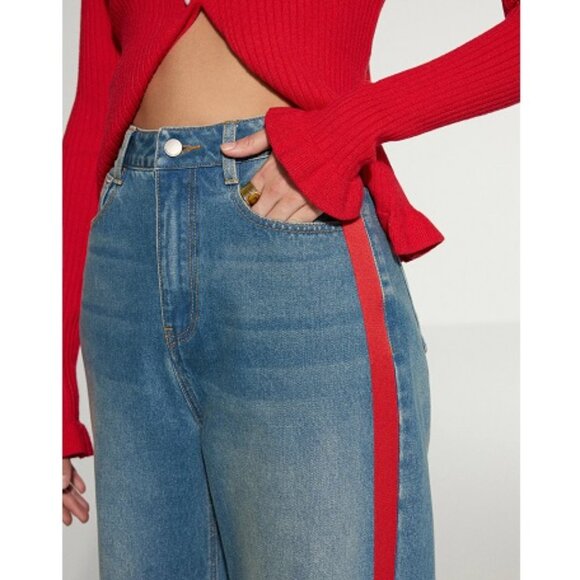 Commense Contrast Side Striped Wide-Leg Jeans NWT, Size M - Picture 8 of 17
